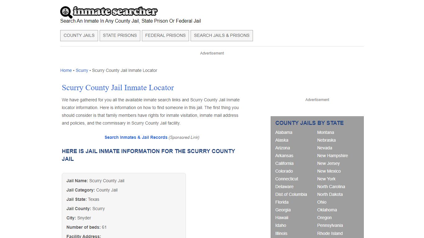 Scurry County Jail Inmate Locator - Inmate Searcher